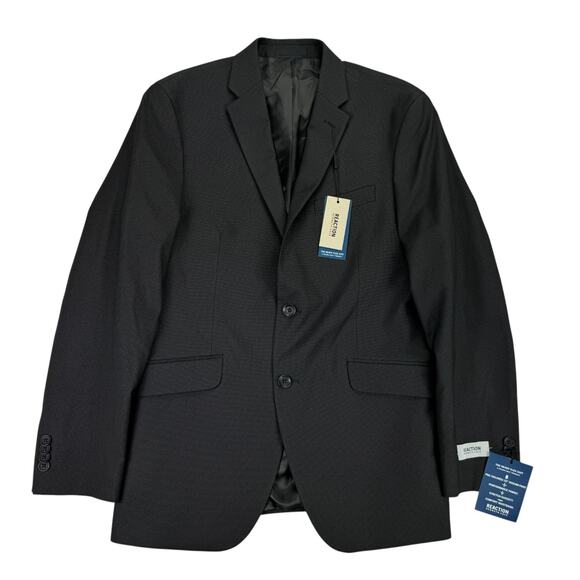 Kenneth Cole Mens Ready Flex Slim Fit Pin-Dot Suit Jacket Black 40R - Picture 1 of 5